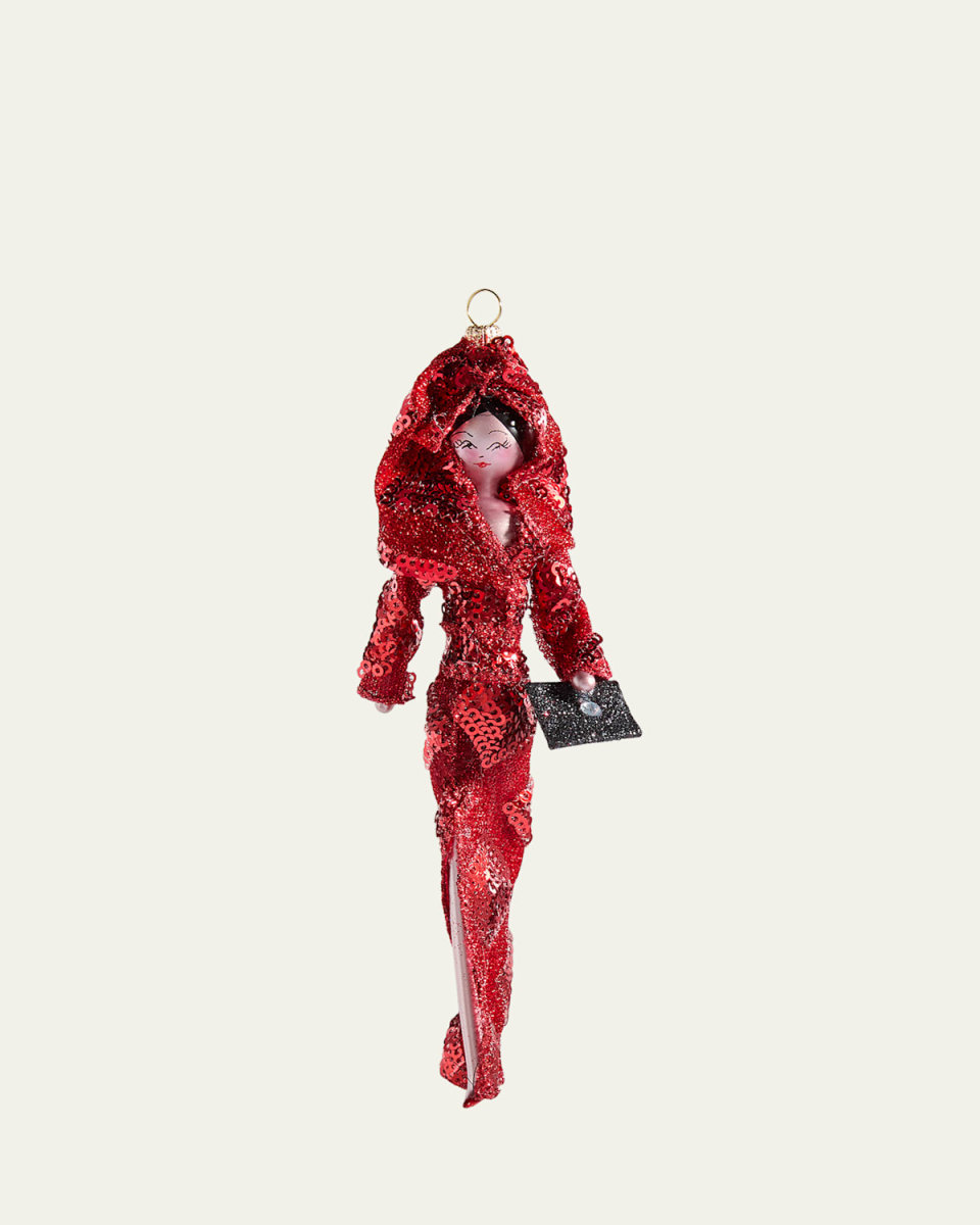 Fashionista in Hooded Sequined Gown Christmas Ornament